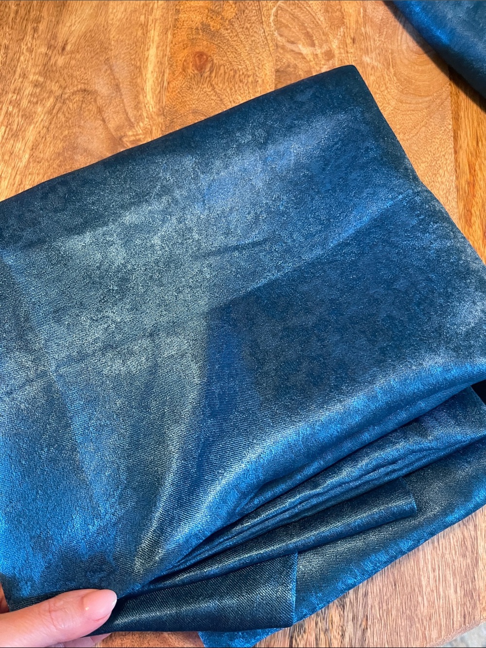 Teal velvet shine curtains